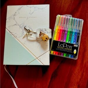 Indigo notebook with lock and neon colors